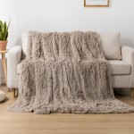 KOC/NARZUTA WŁOCHACZ 160x200 CAPPUCINO DWUSTRONNY SHAGGY
