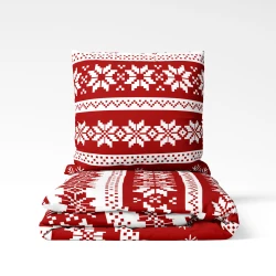 Komplet Pościeli 140x200 z 2 Poszewkami 70x80 Wzór Świąteczny Winter Wonderland