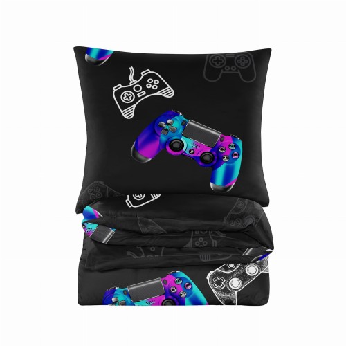 POSCIEL 3D BAWELNIANA nowoczesna-posciel-220x200-dla-gracza-wzor-the-game-z-padami