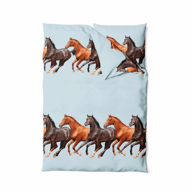POSCIEL BAWELNIANA 140x200 HORSE BRAZOWE  KONIE -3