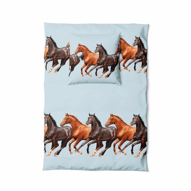POSCIEL BAWELNIANA 140x200 HORSE BRAZOWE  KONIE -4