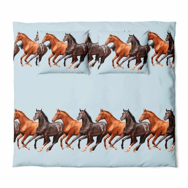 POSCIEL BAWELNIANA 220x200 HORSE KONIE -4