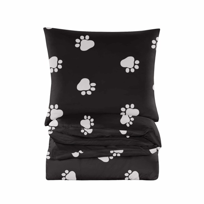 POSCIEL BAWELNIANA 140x200 CZARNA DLA DZIECI LAPKI PSA   BAWELNA COTTON MARKET SUPER JAKOSC