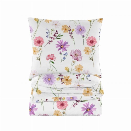 POSCIEL BAWELNIANA 140x200 MALOWANE KWIAT-1