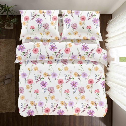 POSCIEL BAWELNIANA 140x200 MALOWANE KWIAT-2