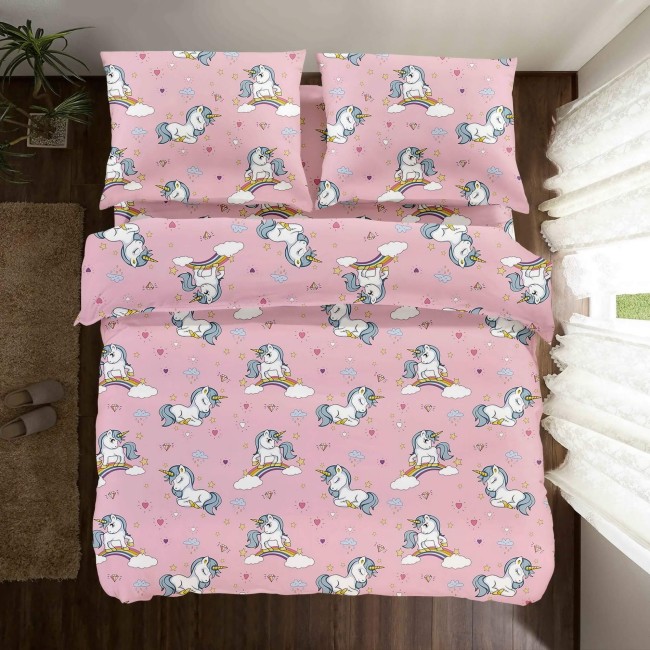 POSCIEL 3D BAWELNIANA 140x200 LITTLE UNICORN -2