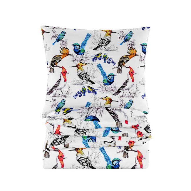 Posciel bawelniana 200x200 polis bird ptaki ciemna-posciel-premium-200x200-w-kolorowe-ptaki-polis-bird