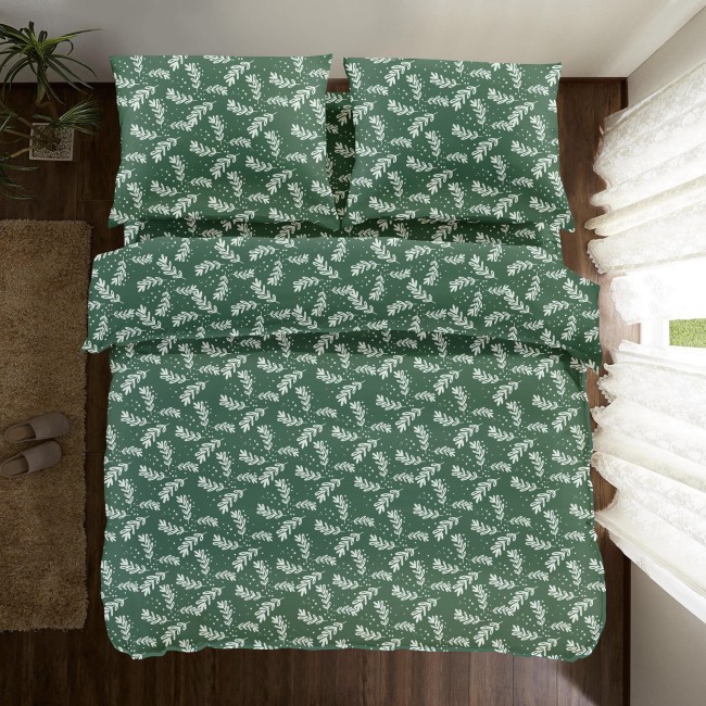 posciel bawelna swiateczna-posciel-200x200-w-zielone-galazki-sosny-cotton-market