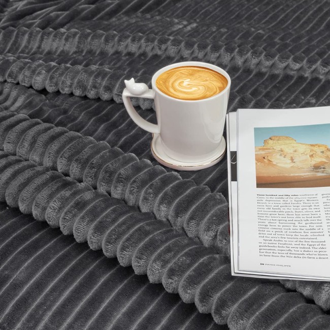 Koc polarowy FALA 220x240 szary, ogrodowy , pinkikowy, na ogrod, na tara, na trawe, na piknik, pled, mata -2