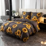 Komplet Pościeli Dwuosobowej Słoneczniki 200x200  z 2 Poszewkami 70X80