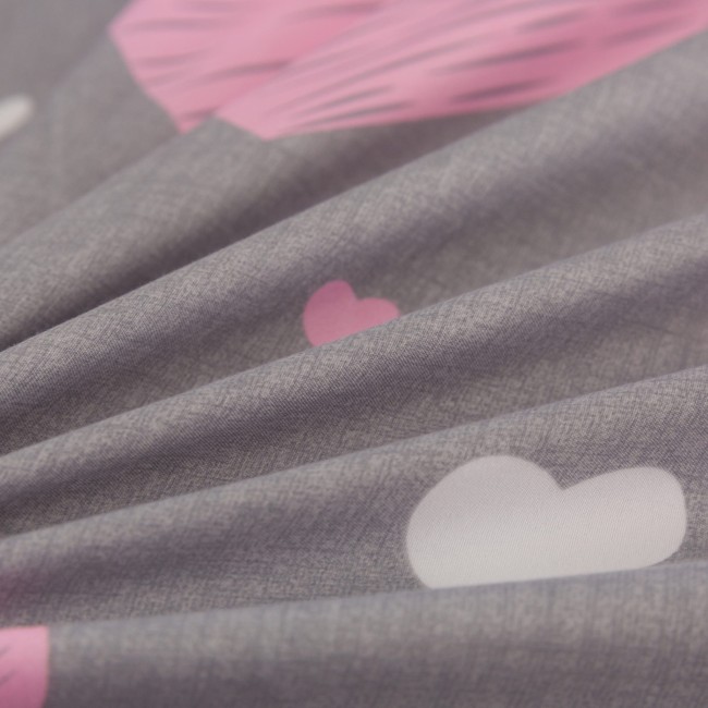 Posciel bawelniana 140x200 pink heart, szara serca rozowe -4