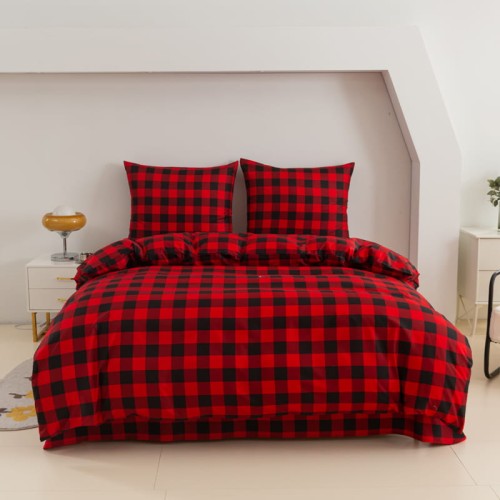 Posciel bawelniana 160x200 krata drwala czerwony czarny, kratka -2