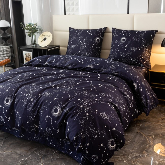 Posciel bawelniana 200x200 gwiazdozbior-nowoczesna-ciemna-sypialnia-lozka-z-posciela-w-gwiazdy-