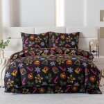 Komplet Pościeli Dwuosobowej Święta Neon 140x200cm  z 2 Poszewkami 70x80