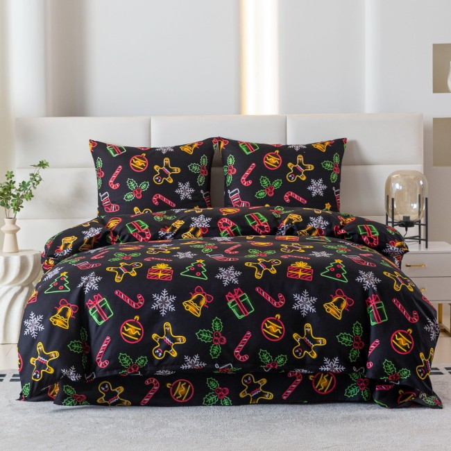 Komplet Poscieli Dwuosobowej Swieta Neon 140x200cm z 2 Poszewkami 70x80 bawelna 100% super jakosc dziecieca swiateczna