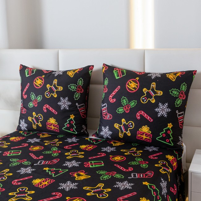 Komplet Poscieli Dwuosobowej Swieta Neon 160x200cm z 2 Poszewkami 70x80 100% super jakosc dziecieca swiateczna
