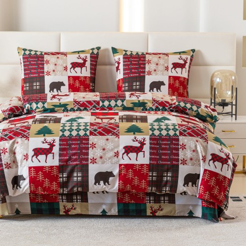 przytulna-posciel-200x200-canada-czerwona-krata-jelenie-cotton-market