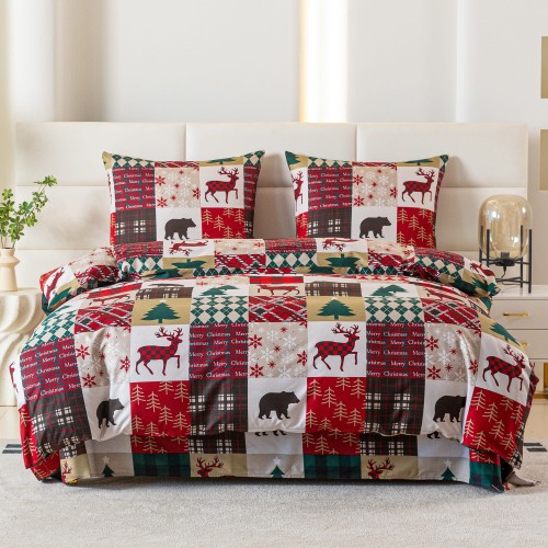 przytulna-posciel-200x200-canada-czerwona-krata-jelenie-cotton-market