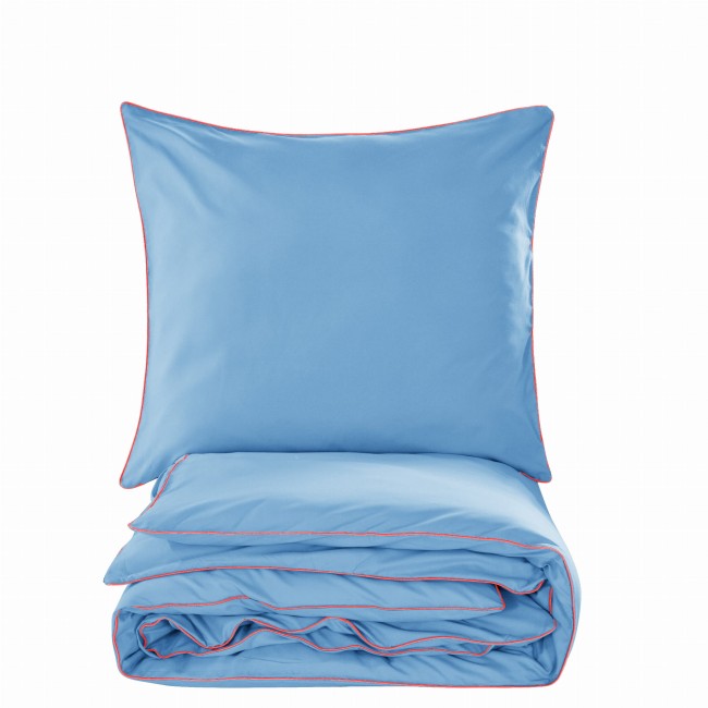 Posciel basic 200x200 blekit lamowka pomaranczowa -1