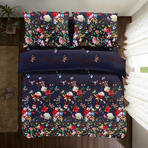 posciel kwiaty czarne tlo 1550x220 bawelna super jakosc mila w dotyku