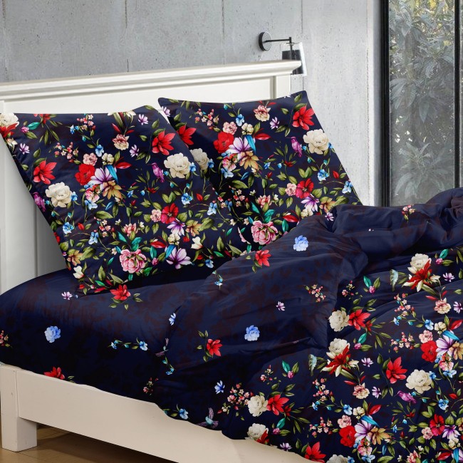 posciel kwiaty czarne tlo 1550x220 bawelna super jakosc mila w dotyku