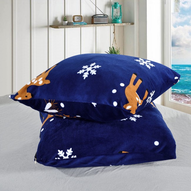 POSCIEL MIKROFIBRA "MIS" 155x220 WELUR REINDEER GRANAT PLATKI SNIEGU-2