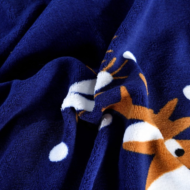 POSCIEL MIKROFIBRA "MIS" 155x220 WELUR REINDEER GRANAT PLATKI SNIEGU-4