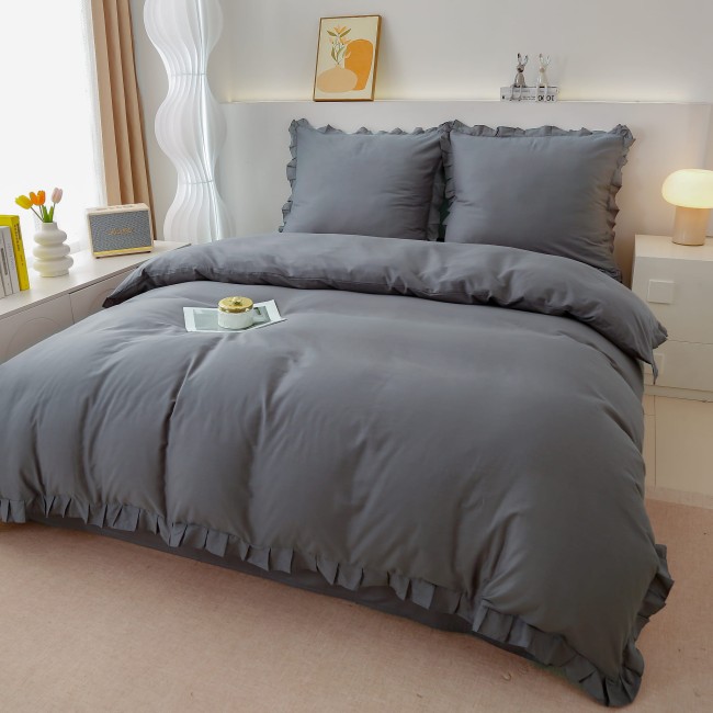 Posciel Premium z Bawelny 140x200 z Szara Falbana -3