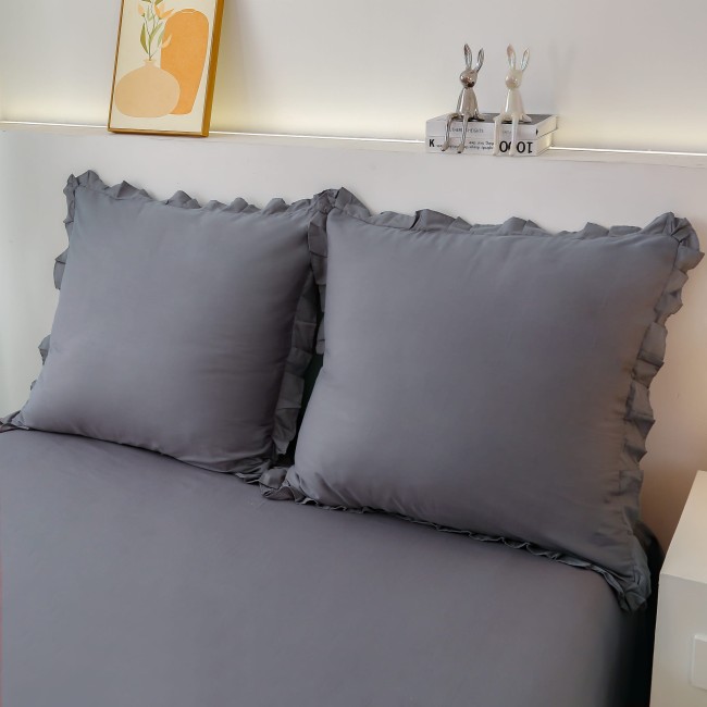 Posciel Premium z Bawelny 140x200 z Szara Falbana -8