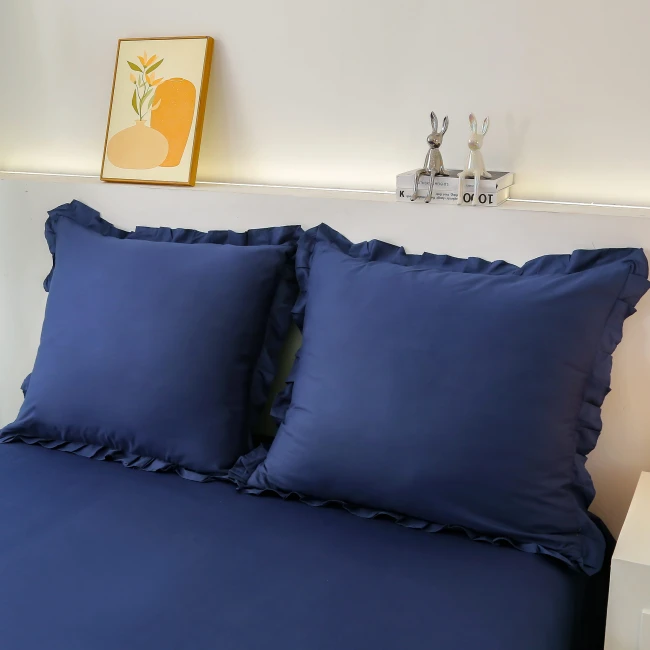 Posciel Premium z Bawelny 160x200 z Granatowa Falbana