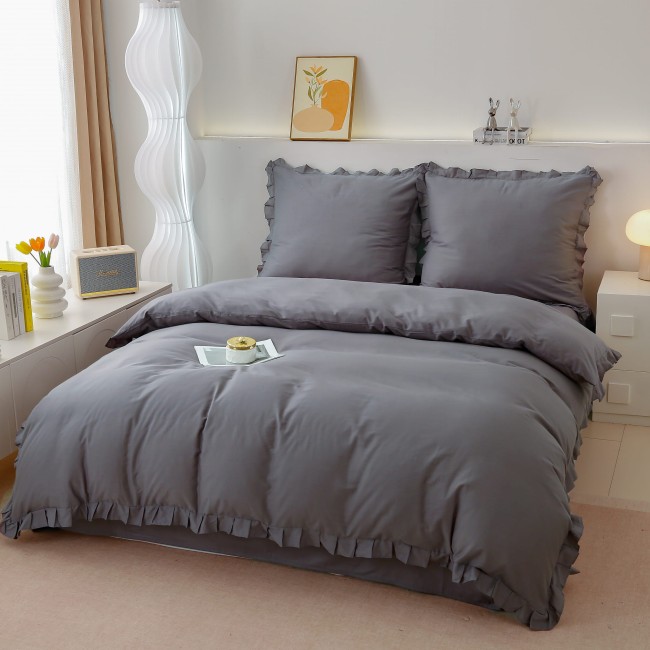 Posciel Premium z Bawelny 160x200 z Szara Falbana -1