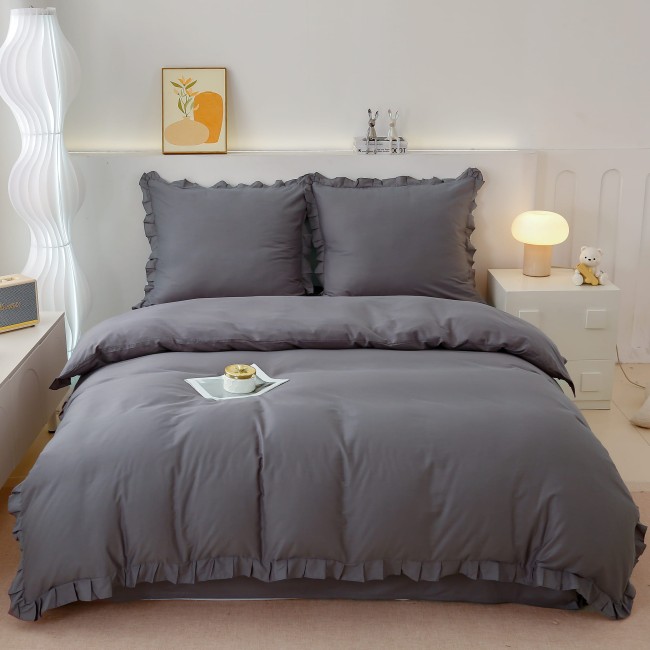 Posciel Premium z Bawelny 160x200 z Szara Falbana -2