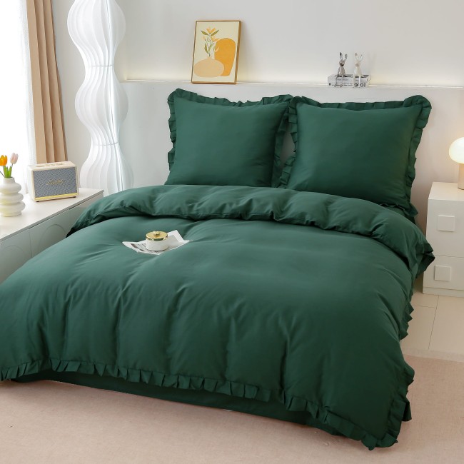 Posciel Premium z Bawelny 220x200 z Zielona Falbana -1