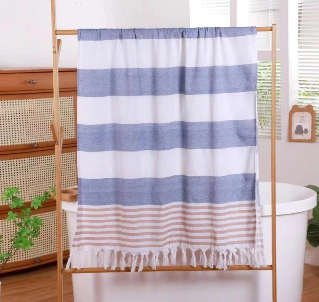 recznik boho plazowy z fredzlami paski 90x180-02