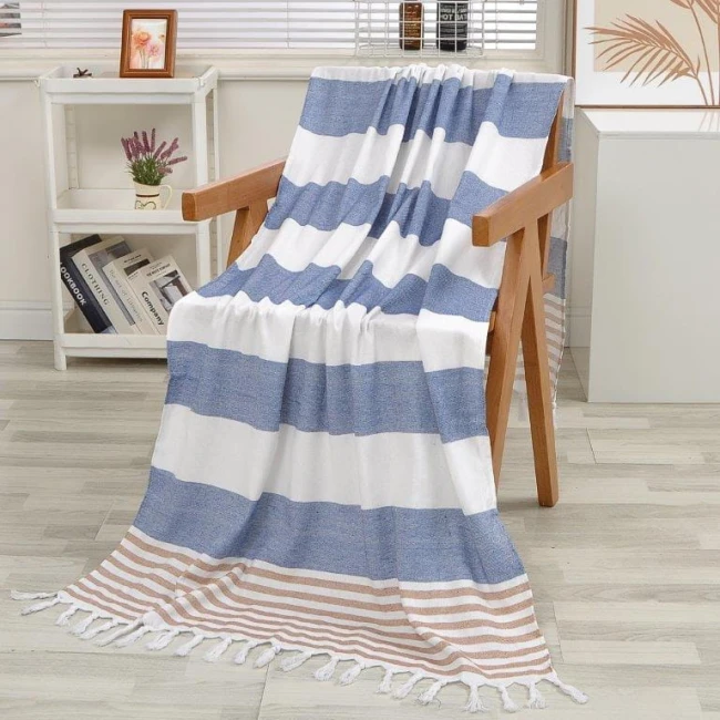 recznik boho plazowy z fredzlami paski 90x180-01