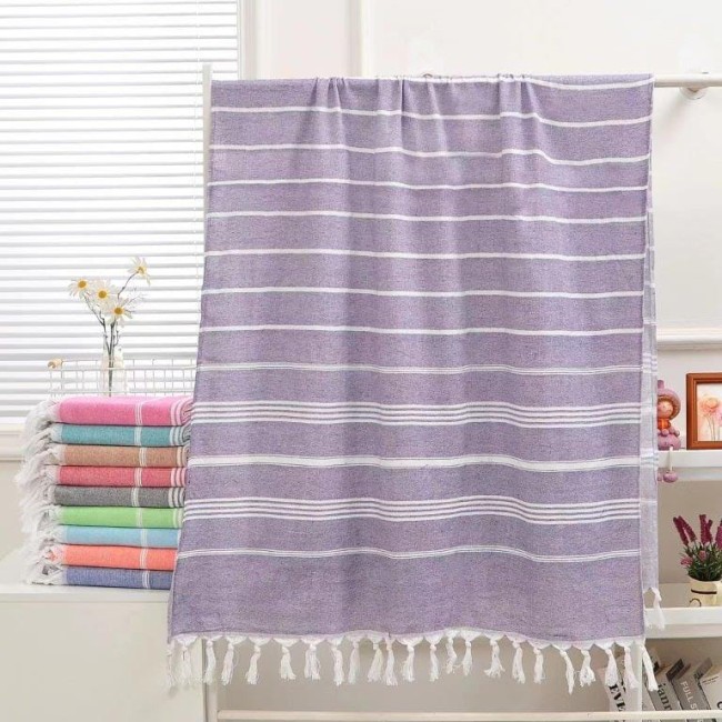 Recznik Plazowy Boho z Fredzlami 90x180 cm Fiolet