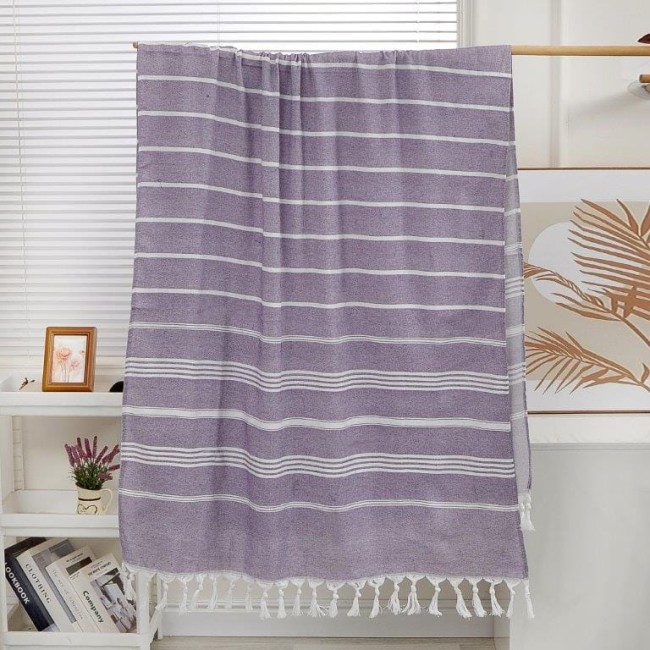 Recznik Plazowy Boho z Fredzlami 90x180 cm Fiolet