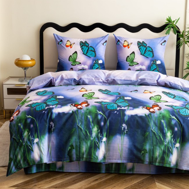 Komplet Poscieli Dwuosobowej Motyle 220x200 z 2 Poszewkami 70x80