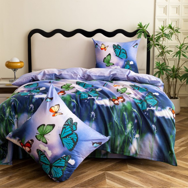 Komplet Poscieli Dwuosobowej Motyle 220x200 z 2 Poszewkami 70x80
