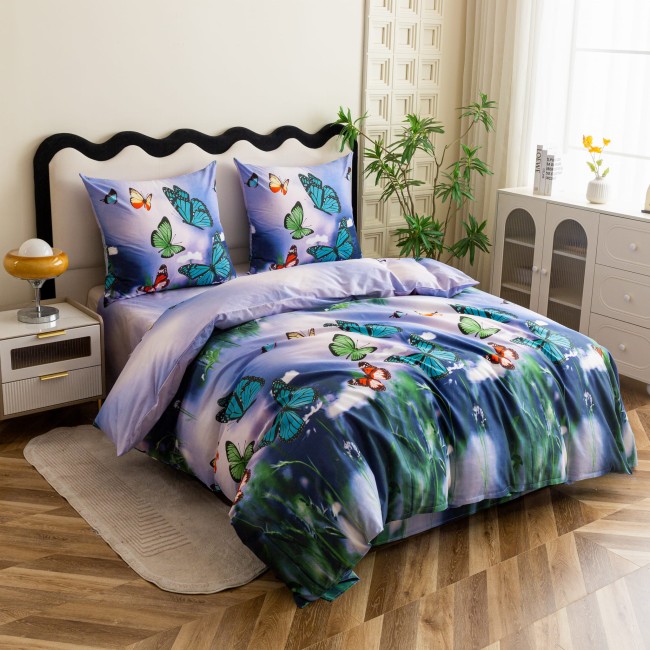 Komplet Poscieli Dwuosobowej Motyle 220x200 z 2 Poszewkami 70x80