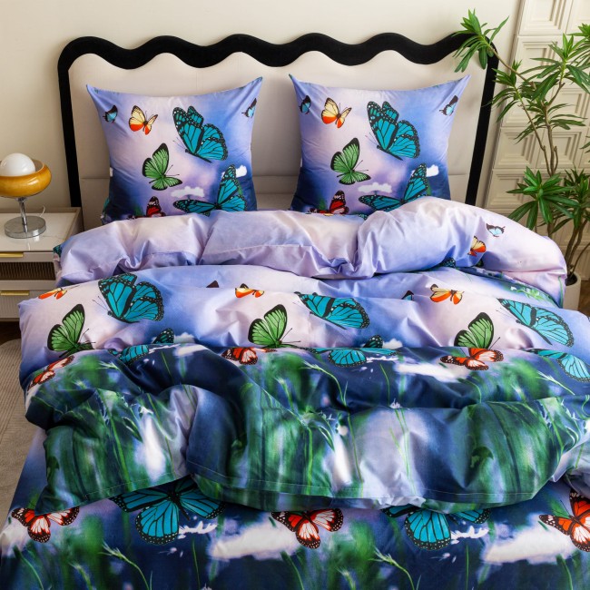 Komplet Poscieli Dwuosobowej Motyle 220x200 z 2 Poszewkami 70x80