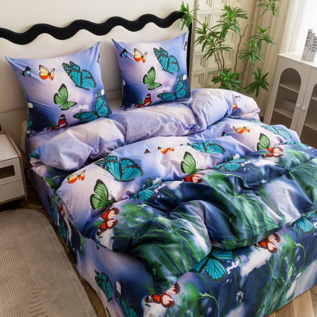 Komplet Poscieli Dwuosobowej Motyle 220x200 z 2 Poszewkami 70x80