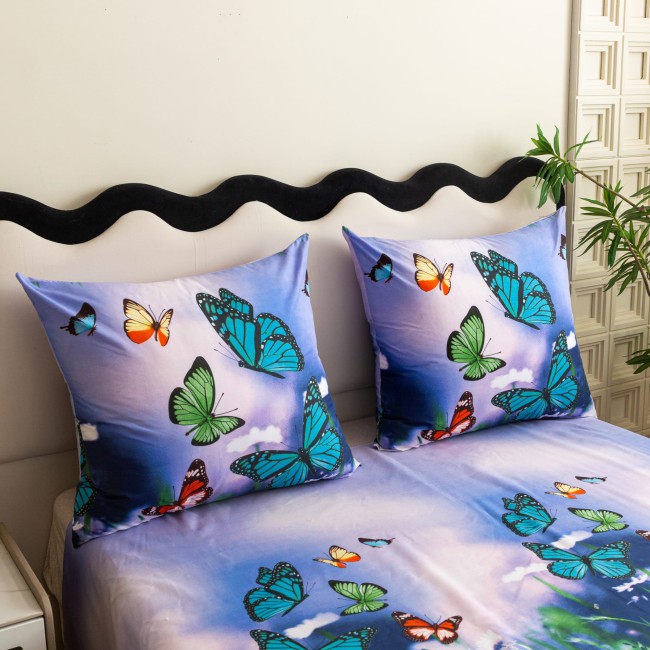 Komplet Poscieli Dwuosobowej Motyle 220x200 z 2 Poszewkami 70x80