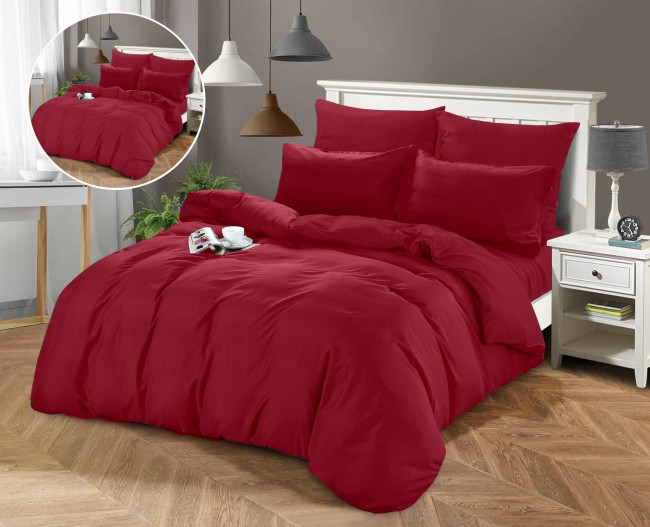 posciel 200x200 100% bawelna bordo gladka cottonmarket dwie poszewki premium cotton dobra jakosc