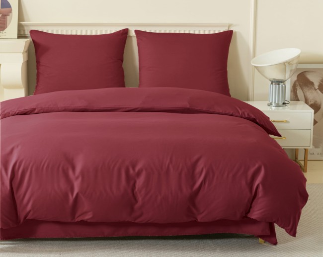 posciel 200x200 100% bawelna  bordo gladka cottonmarket dwie poszewki premium cotton dobra jakosc