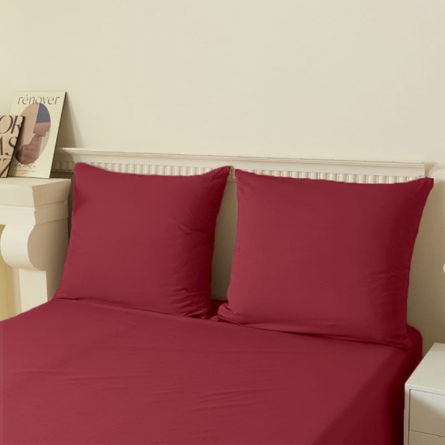 posciel 200x200 100% bawelna bordo gladka cottonmarket dwie poszewki premium cotton dobra jakosc