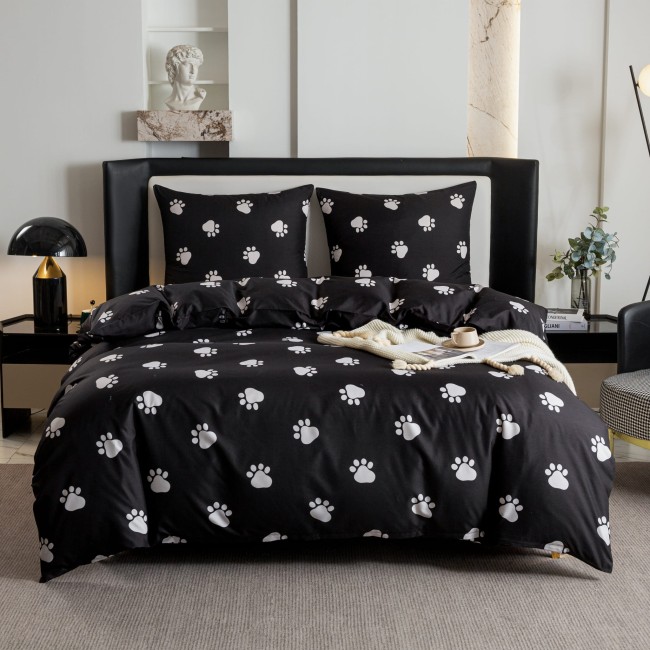 POSCIEL BAWELNIANA 140x200 CZARNA DLA DZIECI LAPKI PSA   BAWELNA COTTON MARKET SUPER JAKOSC