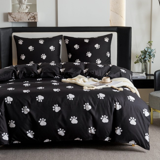 POSCIEL BAWELNIANA 140x200 CZARNA DLA DZIECI LAPKI PSA   BAWELNA COTTON MARKET SUPER JAKOSC