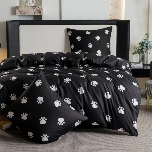 POSCIEL BAWELNIANA 140x200 CZARNA DLA DZIECI LAPKI PSA   BAWELNA COTTON MARKET SUPER JAKOSC