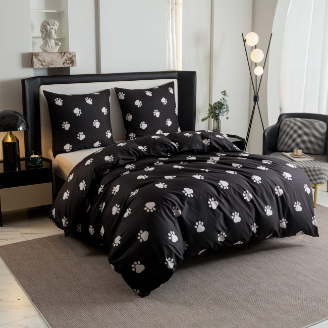 POSCIEL BAWELNIANA 140x200 CZARNA DLA DZIECI LAPKI PSA   BAWELNA COTTON MARKET SUPER JAKOSC